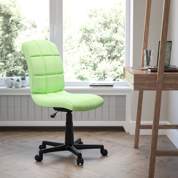 Green |#| Mid-Back Green Quilted Vinyl Swivel Task Office Chair - Home Office Chair