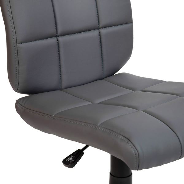 Gray |#| Mid-Back Gray Quilted Vinyl Swivel Task Office Chair - Home Office Chair