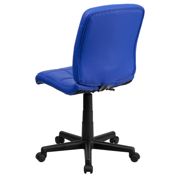 Blue |#| Mid-Back Blue Quilted Vinyl Swivel Task Office Chair - Home Office Chair