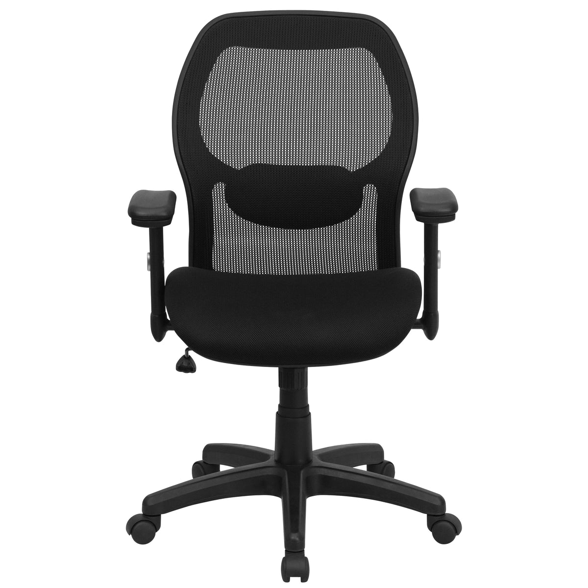 Black Mesh |#| Mid-Back Black Super Mesh Executive Office Chair with Adjustable Lumbar & Arms