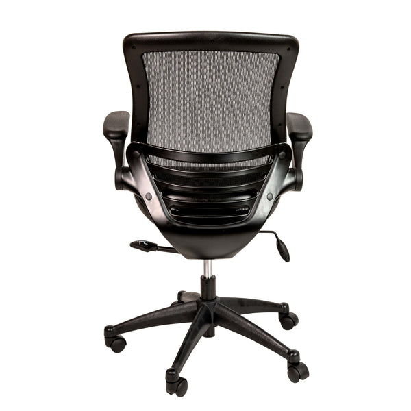 Black Mesh/Black Frame |#| Black Mid-Back Mesh Executive Office Chair with Black Frame and Flip-Up Arms