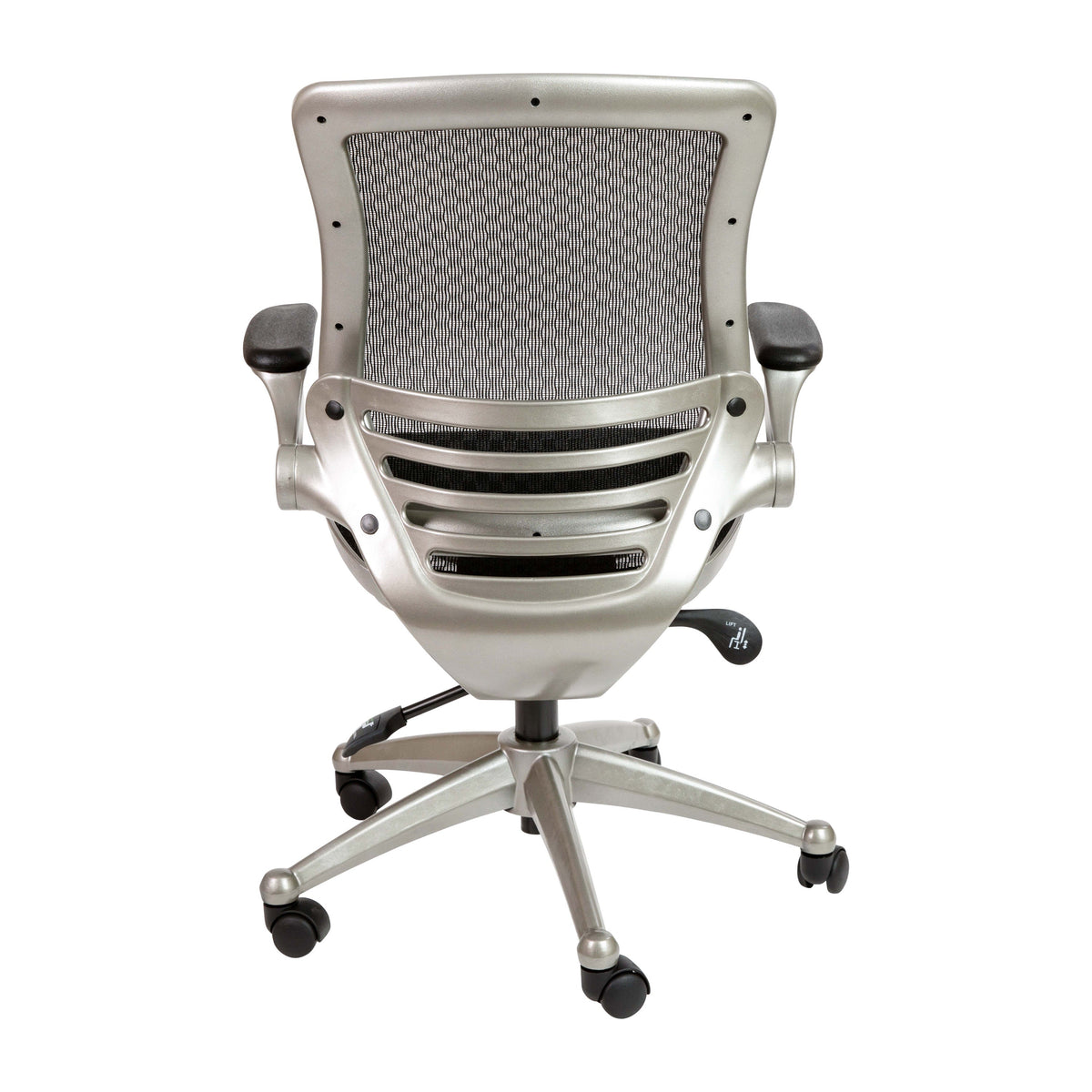 Black Mesh/Graphite Silver Frame |#| Black Mid-Back Mesh Executive Office Chair with Graphite Frame and Flip-Up Arms