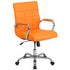 Mid-Back Vinyl Executive Swivel Office Chair with Chrome Base and Arms