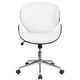White LeatherSoft/Mahogany Frame |#| Mid-Back Mahogany Wood Conference Office Chair in White LeatherSoft