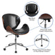 Black LeatherSoft/Walnut Frame |#| Mid-Back Walnut Wood Conference Office Chair in Black LeatherSoft