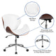White LeatherSoft/Walnut Frame |#| Mid-Back Walnut Wood Conference Office Chair in White LeatherSoft