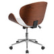 White LeatherSoft/Walnut Frame |#| Mid-Back Walnut Wood Conference Office Chair in White LeatherSoft