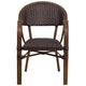 Dark Brown Rattan/Red Bamboo-Aluminum Frame |#| Dark Brown Rattan Restaurant Patio Chair with Red Bamboo-Aluminum Frame