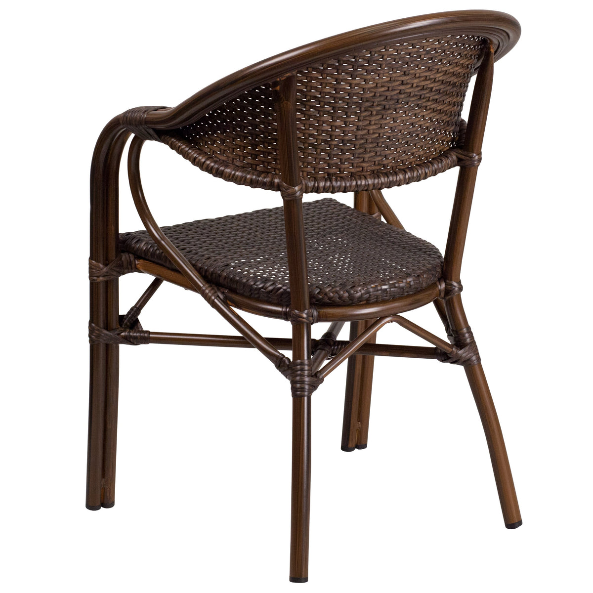 Cocoa Rattan/Bamboo-Aluminum Frame |#| Cocoa Rattan Restaurant Patio Chair with Bamboo-Aluminum Frame