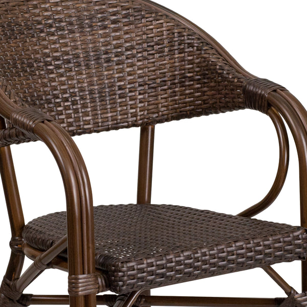 Cocoa Rattan/Bamboo-Aluminum Frame |#| Cocoa Rattan Restaurant Patio Chair with Bamboo-Aluminum Frame