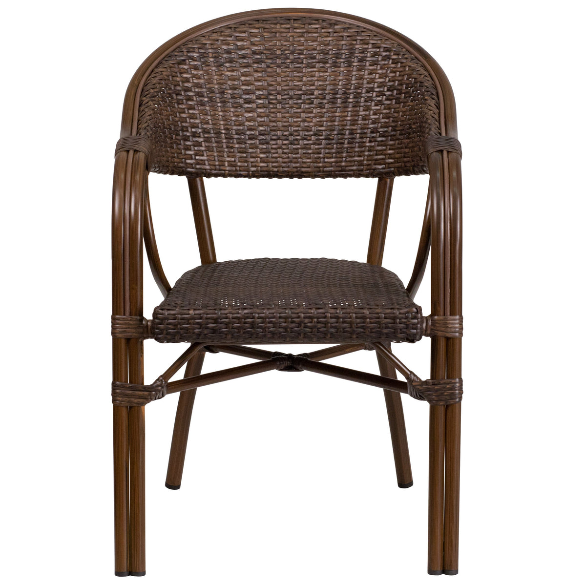 Cocoa Rattan/Bamboo-Aluminum Frame |#| Cocoa Rattan Restaurant Patio Chair with Bamboo-Aluminum Frame