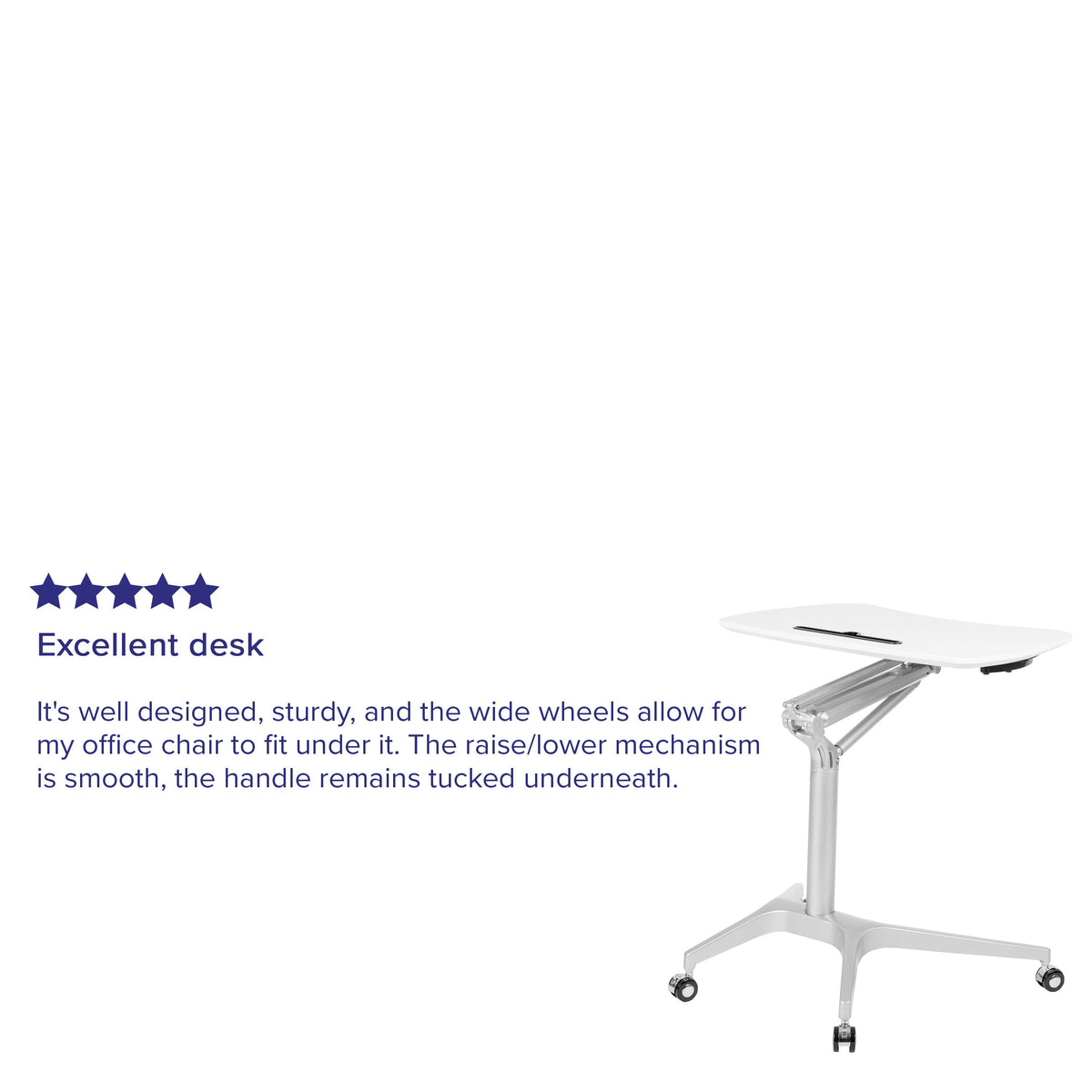 White |#| White Mobile Sit-Down, Stand-Up Ergonomic Computer Desk - Standing Desk