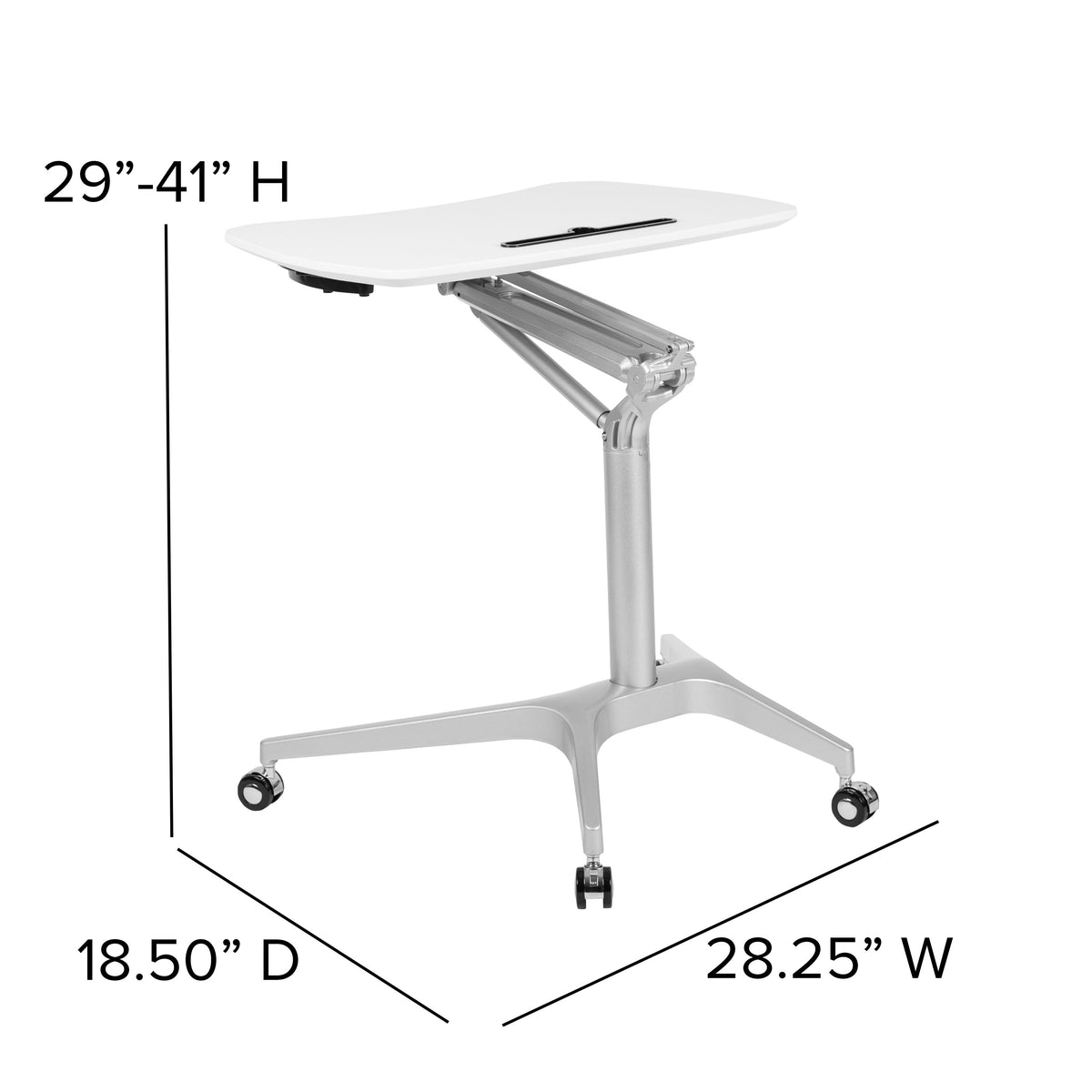 White |#| White Mobile Sit-Down, Stand-Up Ergonomic Computer Desk - Standing Desk