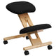 Mobile Wooden Ergonomic Kneeling Office Chair in Black Fabric