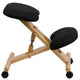 Mobile Wooden Ergonomic Kneeling Office Chair in Black Fabric