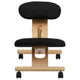 Mobile Wooden Ergonomic Kneeling Office Chair in Black Fabric