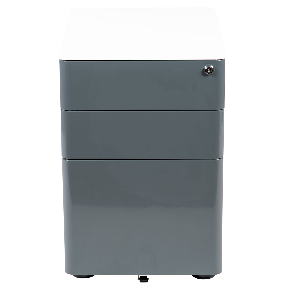 White and Charcoal |#| Modern 3-Drawer Mobile Locking Filing Cabinet-White with Charcoal Faceplate