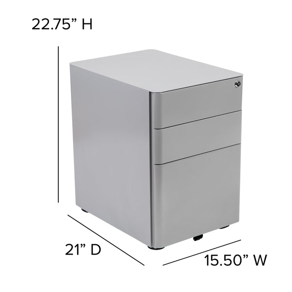 Gray |#| Modern 3-Drawer Mobile Locking Filing Cabinet Storage Organizer-Gray