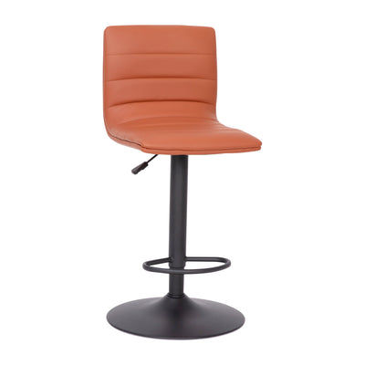 Modern Vinyl Adjustable Height Barstool with Horizontal Stitch Back