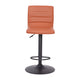 Cognac Vinyl/Black Frame |#| Cognac Vinyl Adjustable Height Barstool w/ Horizontal Stitch Back & Black Base