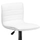 White Vinyl/Chrome Frame |#| White Vinyl Adjustable Height Barstool w/ Horizontal Stitch Back & Chrome Base