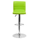 Green Vinyl/Chrome Frame |#| Green Vinyl Adjustable Height Barstool w/ Horizontal Stitch Back & Chrome Base