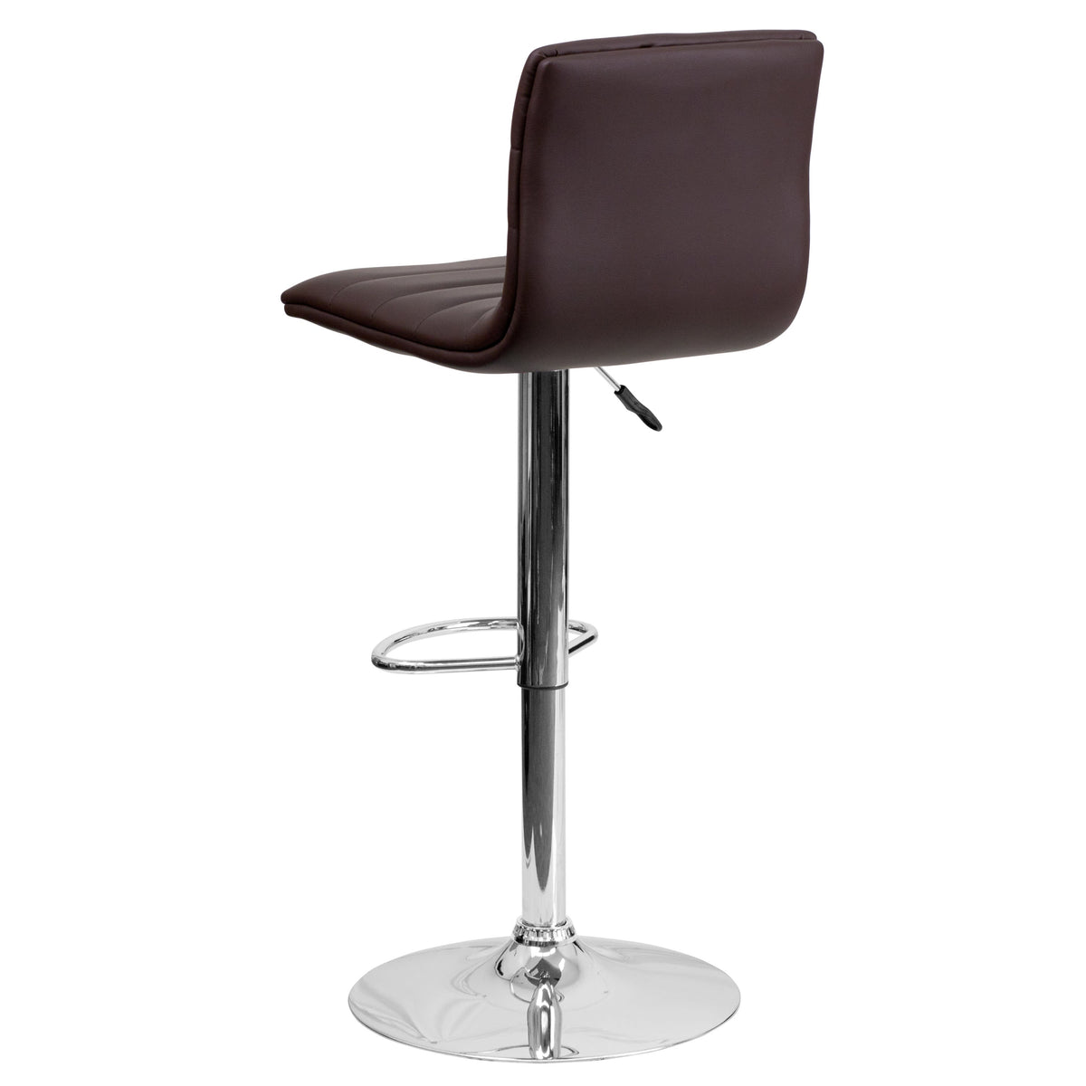 Brown Vinyl/Chrome Frame |#| Brown Vinyl Adjustable Height Barstool w/ Horizontal Stitch Back & Chrome Base