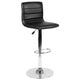 Black Vinyl/Chrome Frame |#| Black Vinyl Adjustable Height Barstool w/ Horizontal Stitch Back & Chrome Base