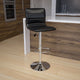 Black Vinyl/Chrome Frame |#| Black Vinyl Adjustable Height Barstool w/ Horizontal Stitch Back & Chrome Base