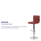 Burgundy Vinyl/Chrome Frame |#| Burgundy Vinyl Adjustable Height Barstool with Horizontal Stitch Back