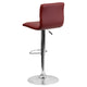 Burgundy Vinyl/Chrome Frame |#| Burgundy Vinyl Adjustable Height Barstool with Horizontal Stitch Back