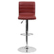 Burgundy Vinyl/Chrome Frame |#| Burgundy Vinyl Adjustable Height Barstool with Horizontal Stitch Back