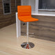 Orange Vinyl/Chrome Frame |#| Orange Vinyl Adjustable Height Barstool w/ Horizontal Stitch Back & Chrome Base