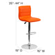 Orange Vinyl/Chrome Frame |#| Orange Vinyl Adjustable Height Barstool w/ Horizontal Stitch Back & Chrome Base