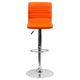 Orange Vinyl/Chrome Frame |#| Orange Vinyl Adjustable Height Barstool w/ Horizontal Stitch Back & Chrome Base