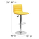 Yellow Vinyl/Chrome Frame |#| Yellow Vinyl Adjustable Height Barstool w/ Horizontal Stitch Back & Chrome Base