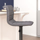 Gray Vinyl/Black Frame |#| Gray Vinyl Adjustable Height Barstool w/ Horizontal Stitch Back & Black Base