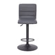 Gray Vinyl/Black Frame |#| Gray Vinyl Adjustable Height Barstool w/ Horizontal Stitch Back & Black Base