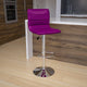 Purple Vinyl/Chrome Frame |#| Purple Vinyl Adjustable Height Barstool w/ Horizontal Stitch Back & Chrome Base