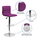 Purple Vinyl/Chrome Frame |#| Purple Vinyl Adjustable Height Barstool w/ Horizontal Stitch Back & Chrome Base