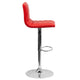 Red Vinyl/Chrome Frame |#| Red Vinyl Adjustable Height Barstool w/ Horizontal Stitch Back & Chrome Base