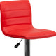 Red Vinyl/Chrome Frame |#| Red Vinyl Adjustable Height Barstool w/ Horizontal Stitch Back & Chrome Base