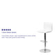 White Vinyl/Chrome Frame |#| White Vinyl Adjustable Height Barstool w/ Horizontal Stitch Back & Chrome Base