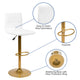 White Vinyl/Gold Frame |#| 2PK White Vinyl Adjustable Height Barstool w/ Horizontal Stitch Back & Gold Base