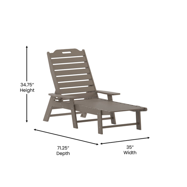 Brown |#| Commercial Grade Outdoor Adjustable Lounge Chair with Cupholder - Brown