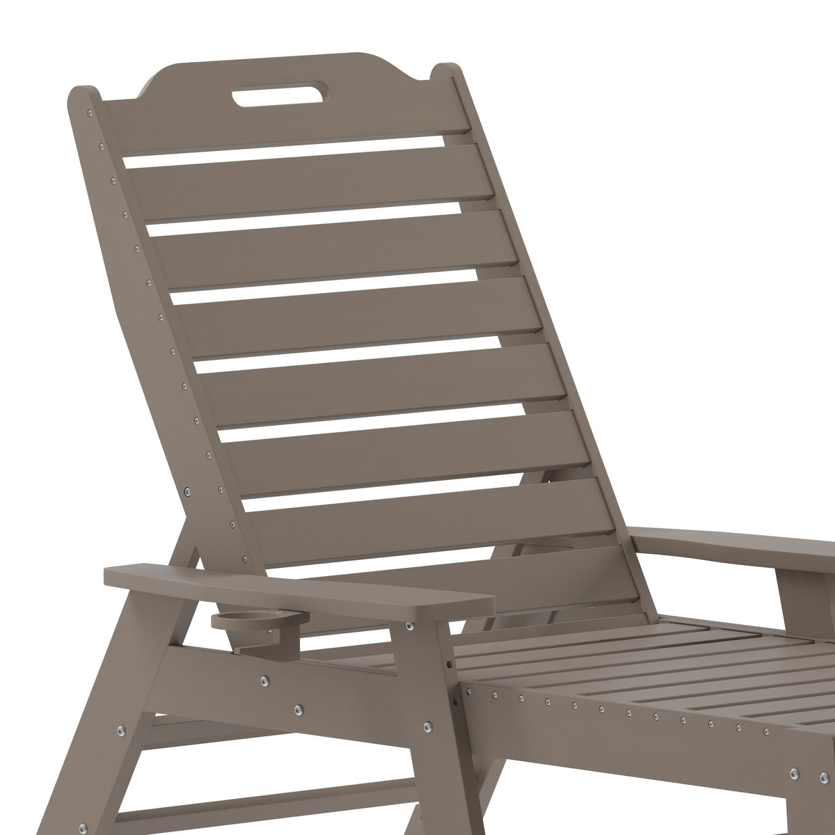 Brown |#| Commercial Grade Outdoor Adjustable Lounge Chair with Cupholder - Brown