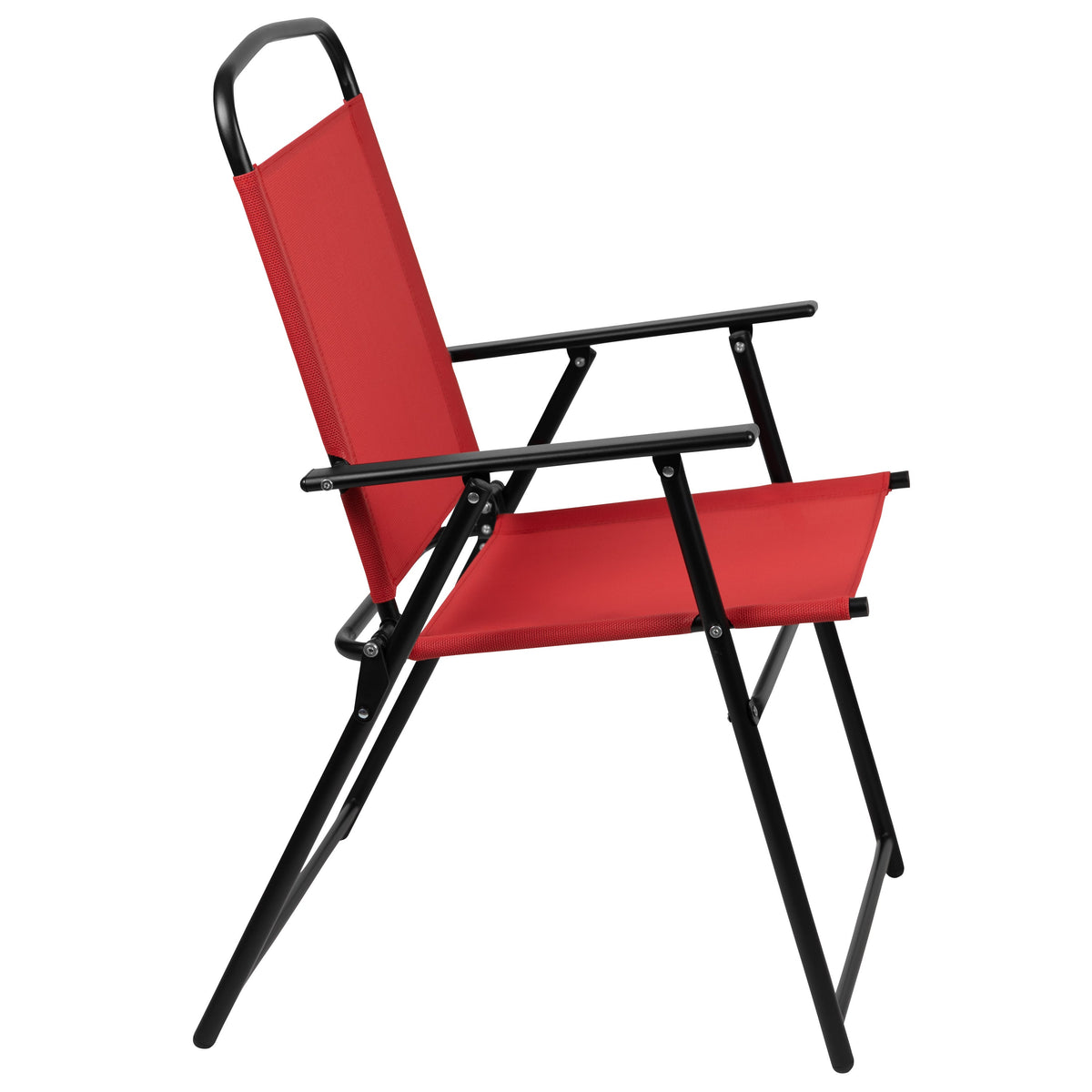 Red |#| 6 Piece Red Patio Garden Set with Umbrella Table and Set of 4 Folding Chairs