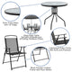Black |#| 6 Piece Black Patio Garden Set with Umbrella Table and Set of 4 Folding Chairs