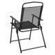 Black |#| 6 Piece Black Patio Garden Set with Umbrella Table and Set of 4 Folding Chairs