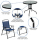 Navy |#| 6 Piece Navy Patio Garden Set with Umbrella Table and Set of 4 Folding Chairs